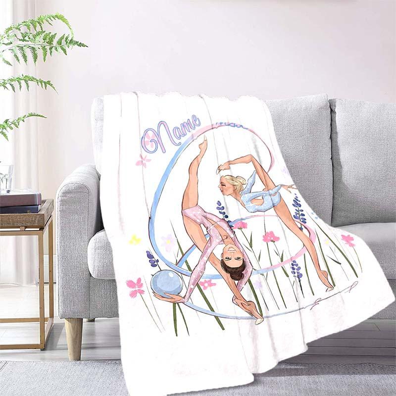 Double Gymnastics Customize Your Name Outdoor Blanket Suitable For All Seasons Comfortable And Warm Soft Blanket Suitable For Travel Gifts For