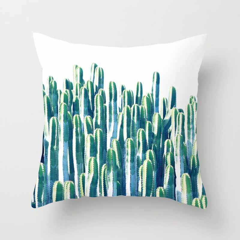 Fashion Tropical Plant Polyester Pillow Case Office Fabric Sofa Cushion Cover Home Polyester Pillow Case