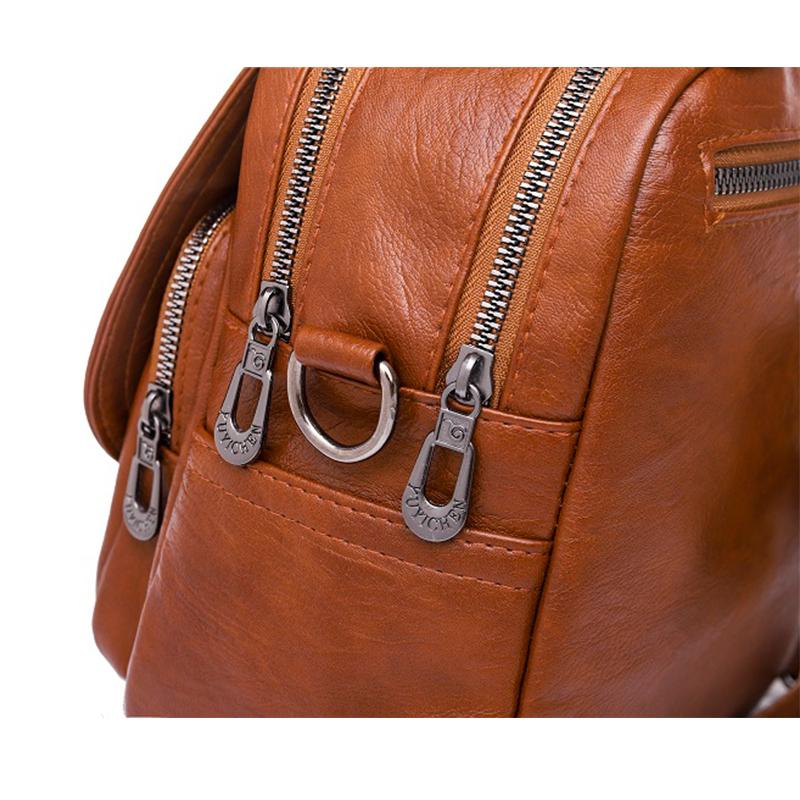 Stor kapasitet 2-lags ryggsekk for kvinner Moteryggsekk Dame mykt PU-skinnpakker Høykvalitets multifunksjons ryggsekk Designer