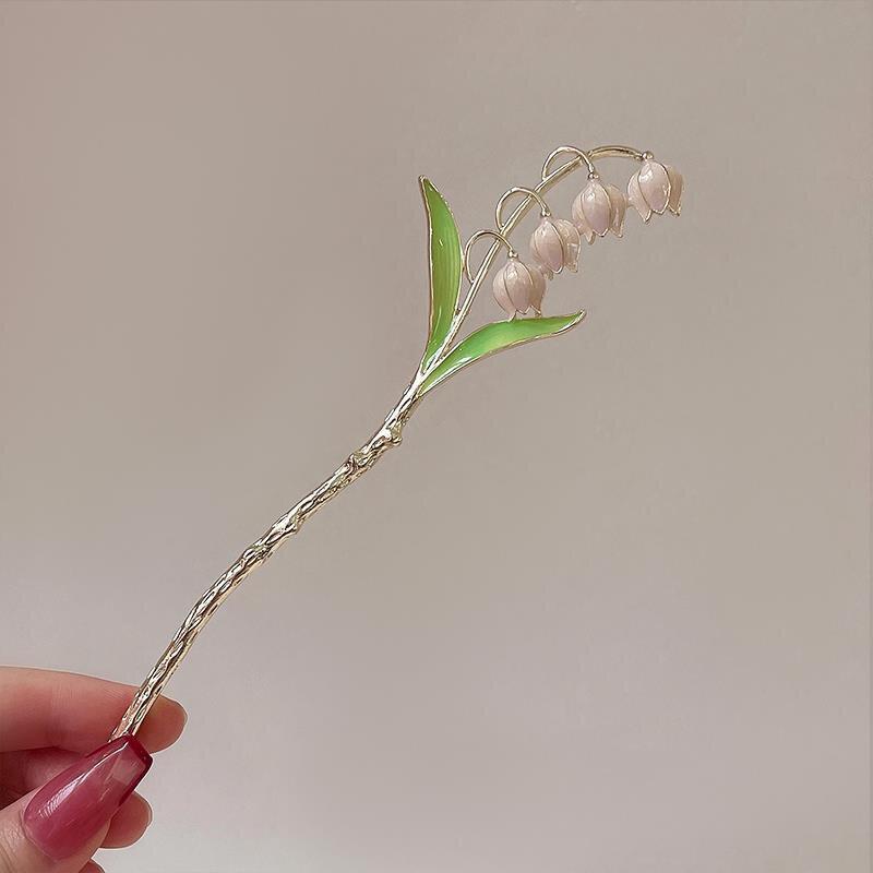 

Элегантные тюльпаны, металлические палочки для волос, заколки для волос с цветком ландыша, заколки для волос, палочки для волос в виде орхидеи, китайские украшения для волос