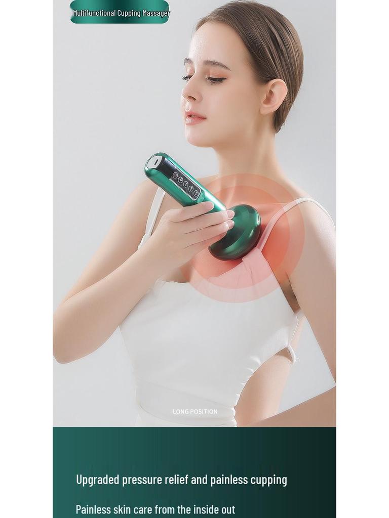 Smart Electric Guasha Cupping Device with Negative Pressure, Large Suction, and Bianstone Hot Compress