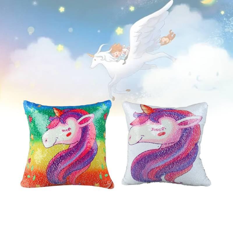 Pillow Unicorn Sequin Cases Cute Cartoon Sofa Cushions Car Decorations Party
