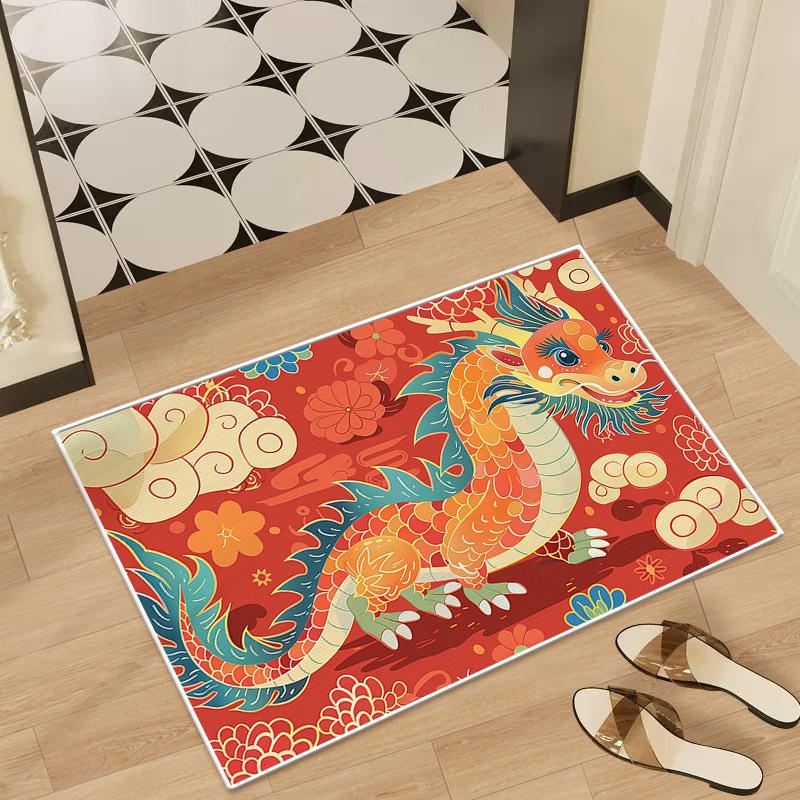 Dragon Year Cartoon Absorbent Non-slip Quick Dry Diatom Mud Door Carpet Bathroom Floor Mat Foot Mat New Year Toilet Toilet