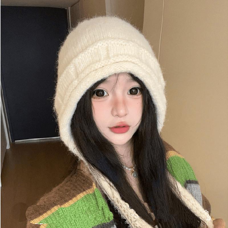 Woolen Knit Hat For Women With Windproof Warmth For Outdoor Activities