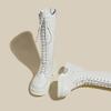 Fashion Lace-up Knight Boots Women's New Platform Mid Heel Block Heel No Knee Boots High