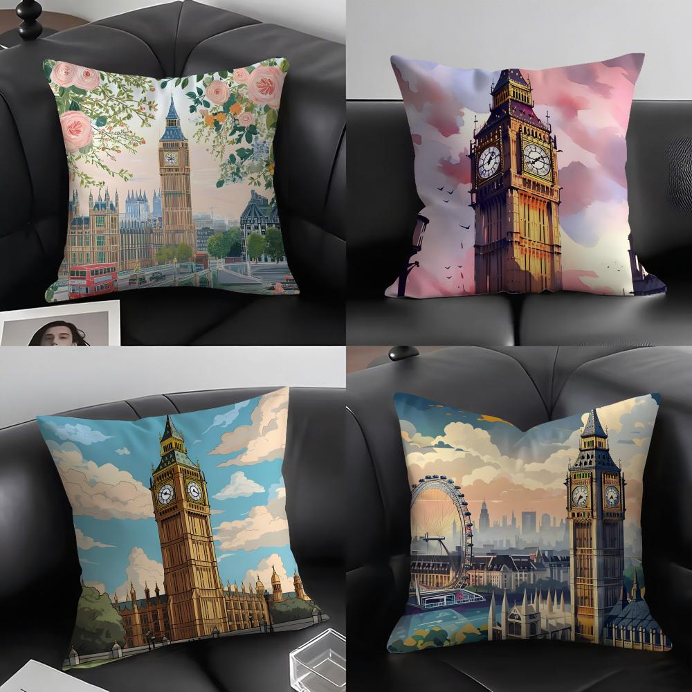 London Fashion Cushion Cover Pillowcase Ultra Soft Skin Friendly Fabric Cloud Like Comfort  Concealed Zipper