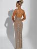 Elegant 2025 Sequin Rhinestone Bodycon Evening Dress with Double Shoulder Strap