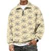 Men's Flannel Quarter-Zip Long Sleeve Pullover Hoodie with Halloween Print