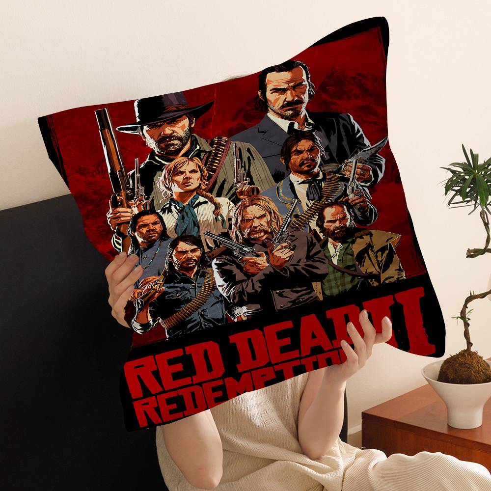 Spel R-Red Dead Redemption Rdr Kussenslopen Cartoon Bank Decoratief Huis Dubbelzijdig Bedrukken Kort Pluche Schattige Kussenhoes