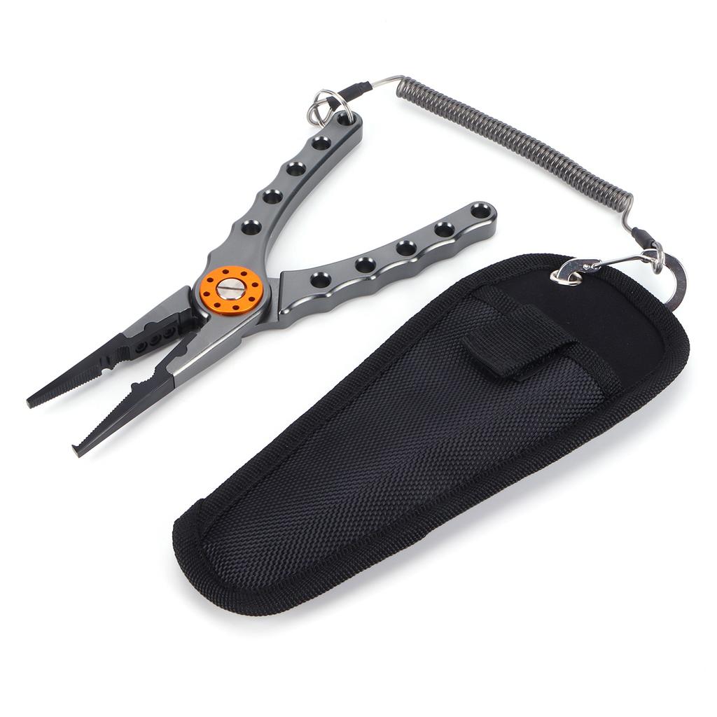 Fishing Lure Pliers Tongs Multifunction Aluminum Alloy Hook Remover Tool Equipment(Blue Silver )