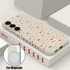Magnetic Cherry Bow Print Case For Samsung Galaxy S25 S24 FE S24 S23 S22 Ultra Plus For Magsafe Wireless Charge Soft Phone Cover