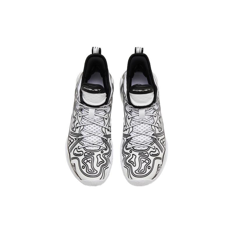 Anta Frenzy 4 Pro Anime Cushioning Anti-Slip And Wear-Resistant Mid-Top Basketball Shoes Black White Sneakers 112321111-1