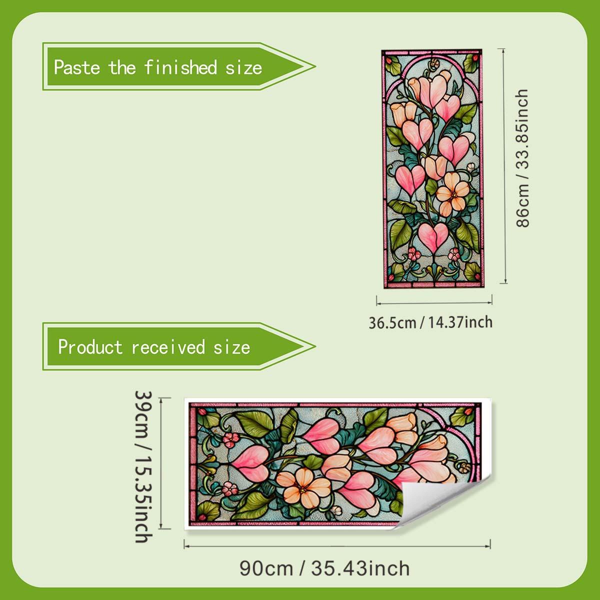 Витражные цветочные наклейки на окна в ретро-стиле с художественными элементами - Самоклеящиеся, бесшовные наклейки