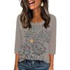343/4 Sleeve Shirts For Women Cute Print Graphic Tees Blouses Casual Plus Size Basic Tops Pullover