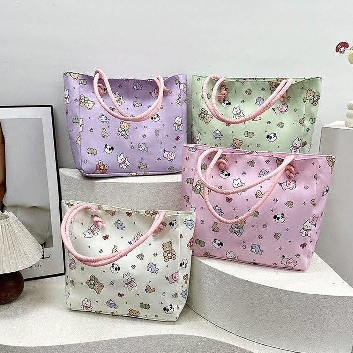 Large Capacity Canvas Tote Bag For Women Stylish Japanese Cartoon Design Ideal For Daily Use