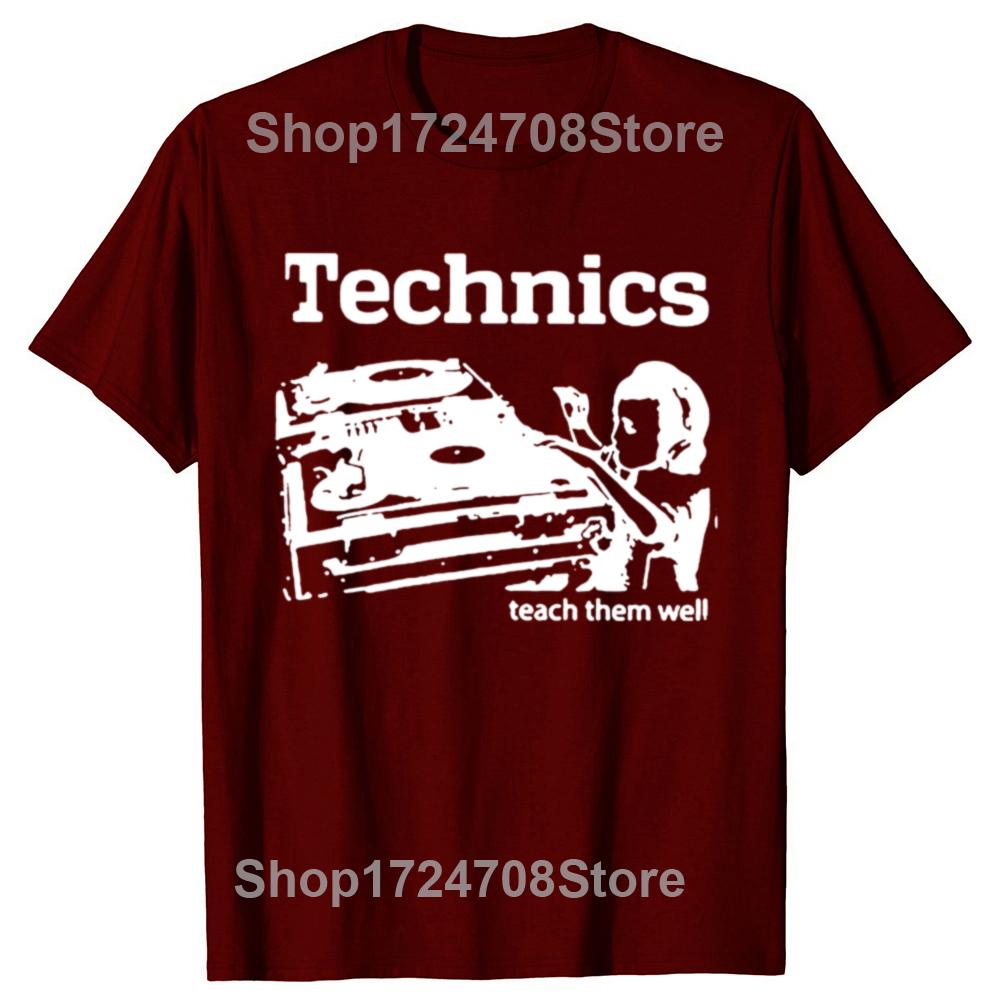 Lustige DJ Technics Teach Them Well Grafik T-Shirts Herren Damenmode Lässiges T-Shirt 100% Baumwolle Lockeres Oversized T-Shirt