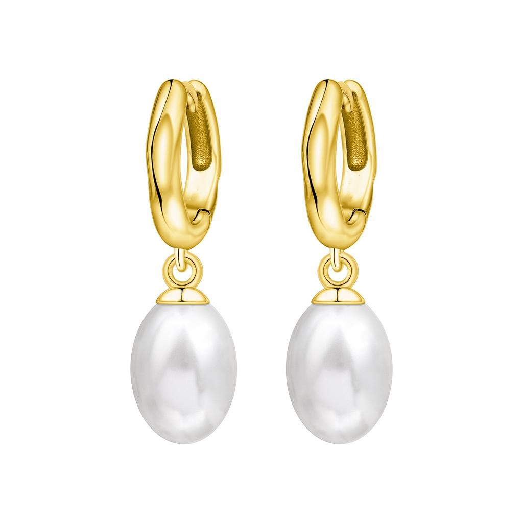 S925 Silver Simple Colored Stone Hoop Earrings For Women Fashion Versatile Jewelry Accessories