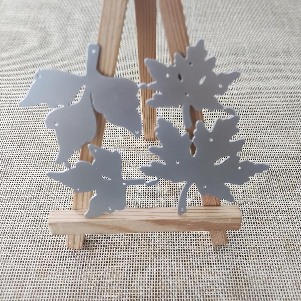 4pcs Maple Leaf Frame Metal Cutting Dies Scrapbooking Silver Leaves Embossing Die Cut Stencil DIY Photo Album Card Making