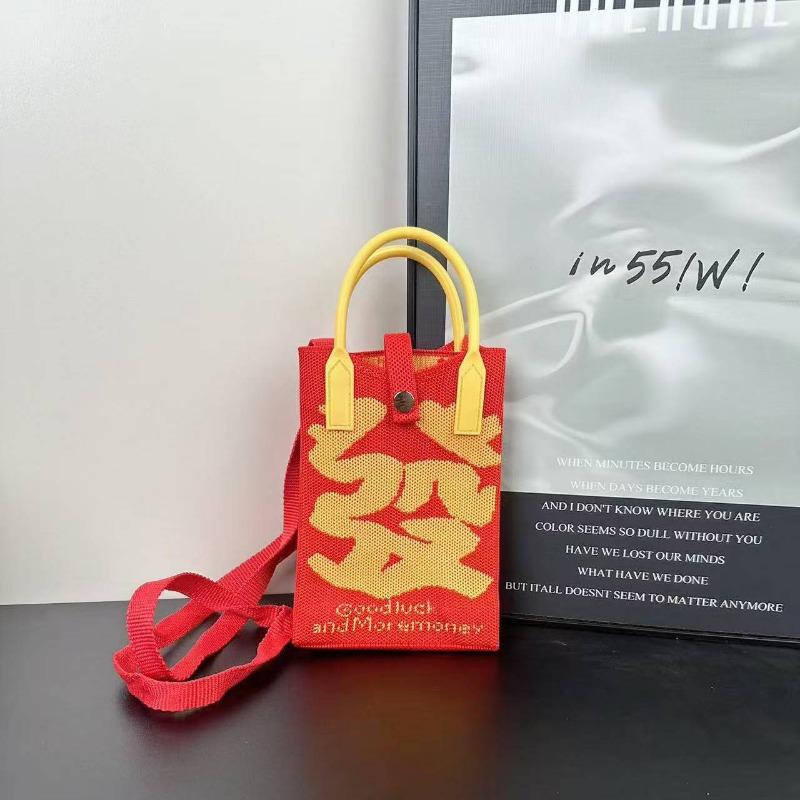 New holiday knitted mobile phone bag New 2 Fa Cai series personalized versatile messenger bag high-end bag