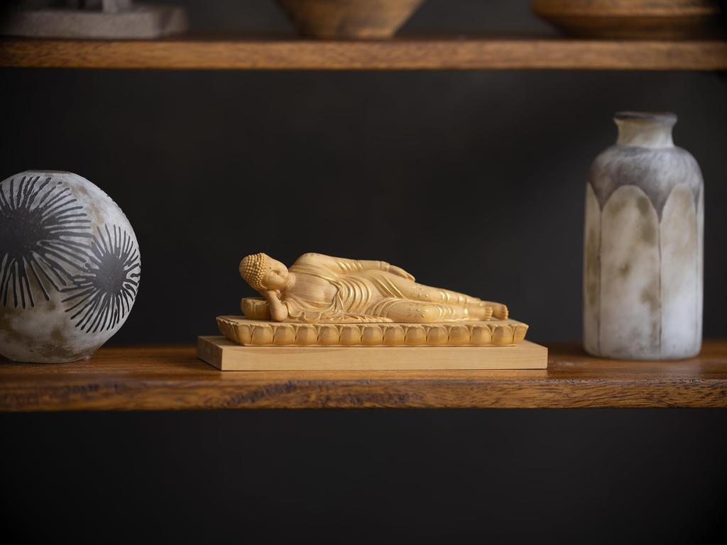 Tiny Buddha Shaka Nirvana 4cm Shaka Nyorai Buddha Wood Ornament (wood Boxwood, Gold-dust Finish) - Figure, Carving, (GSB Shakanehanzo)