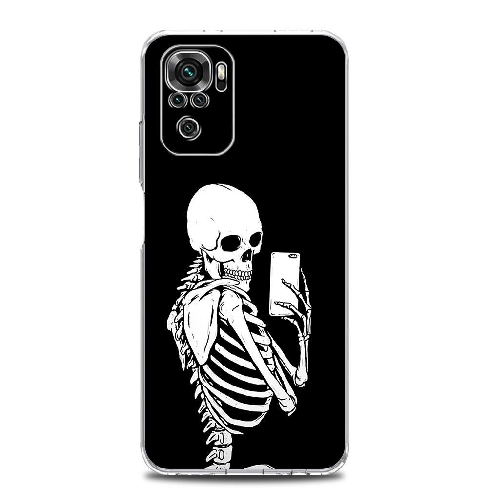 Phone Case For Xiaomi Redmi Note 13 12 5G 9S 9 8 10 11 Pro Plus 4G 9T 13C 12C 10C 9C 9A 7 Pro Clear Cover Funny Skeleton