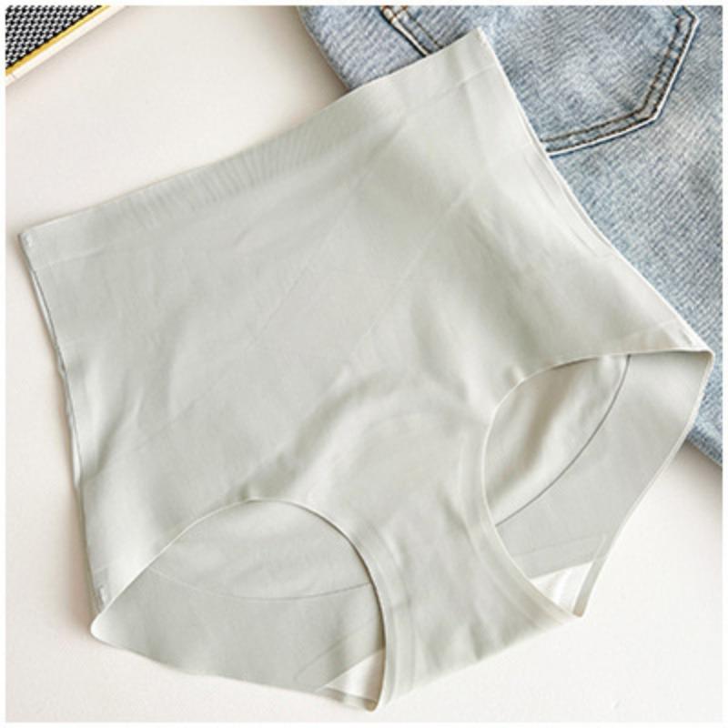 Women High Waist Seamless Tummy Control Hip Lifting Antibacterial Silk Crotch Briefs