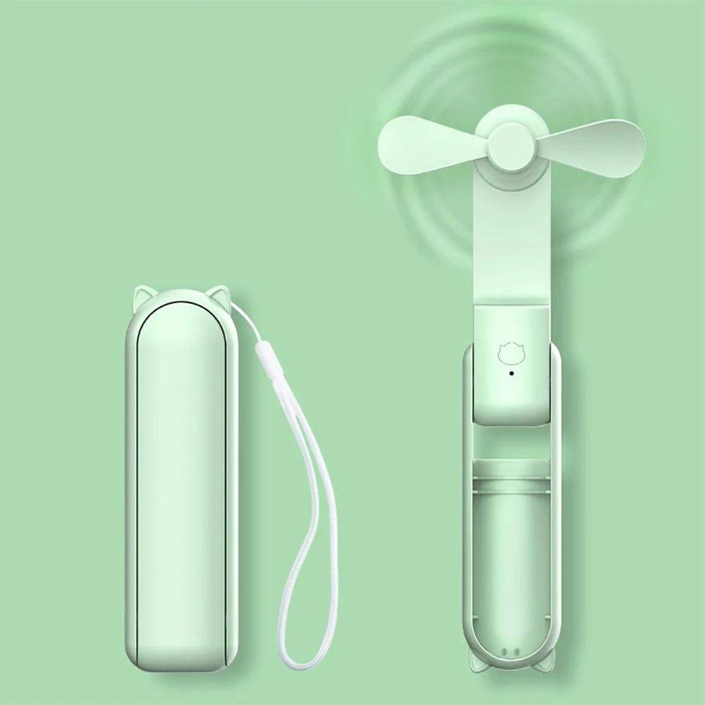 Portable Folding Fan 3-in-1 Mini Handheld Cooling Fan Type-C Desktop Cooler Small Pocket Travel Fan Belt Portable Power Bank Fan