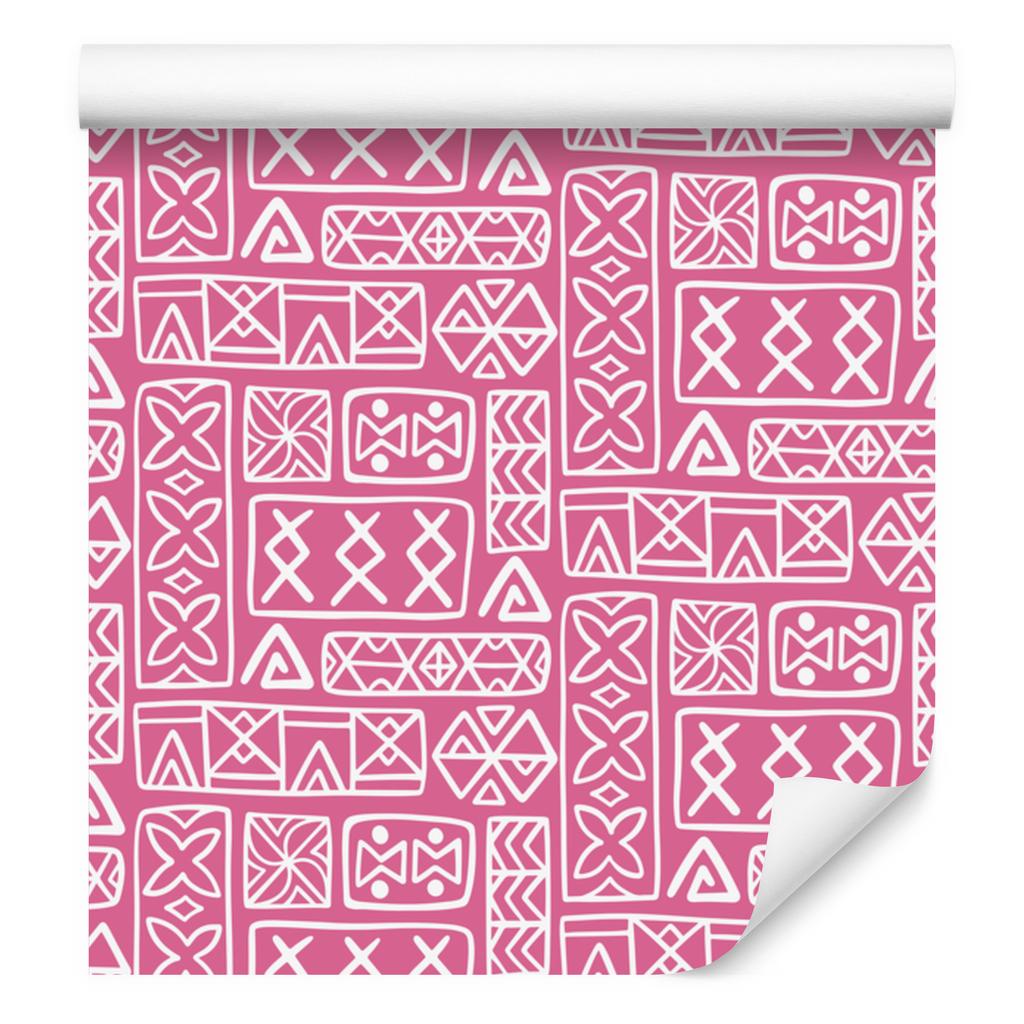 Polynesian Geometric Pattern Powder Pink Wallpaper 50x1000