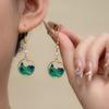 Chinese-Style Guochao Retro Earrings, Dripping Oil Enamel Niche Ear Hooks Are Only Green And Thousands Of Miles Of Jiangshan Earrings, High-End Sense