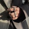 Punk Finger Loop Ring Gothic Double Hinged Joint Rings Bendable Adjustable Ring for Girl Boy Jewelry Cosplay Accessory