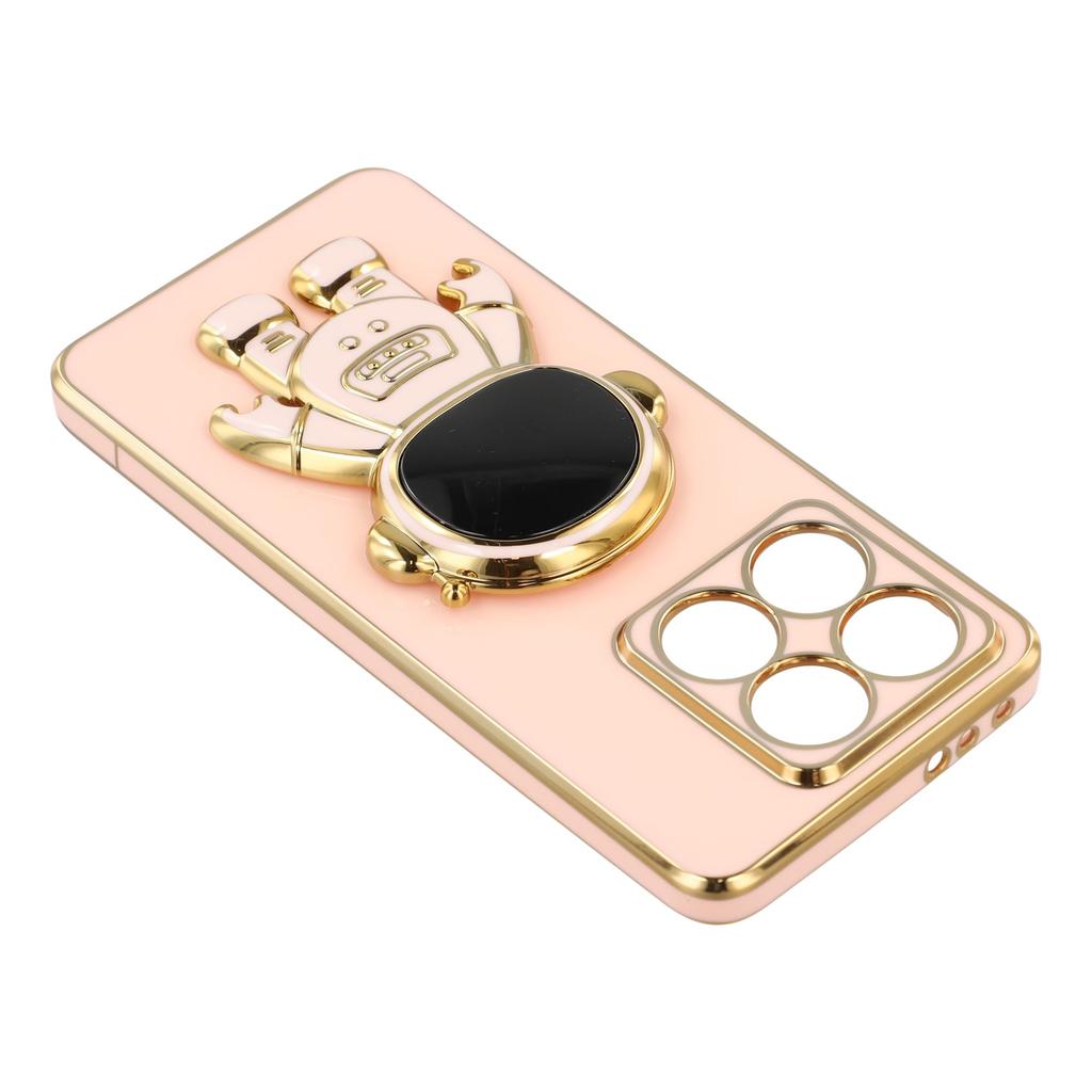 For Xiaomi 14T Pro Case Electroplating Soft TPU Phone Cover with Astronaut Hidden Kickstand