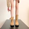 Sheepskin Version~ Stacking Boots New Versatile Thick-soled Heightening Autumn Maillard Short Boots Thick Heel Belt Buckle Martin Boots