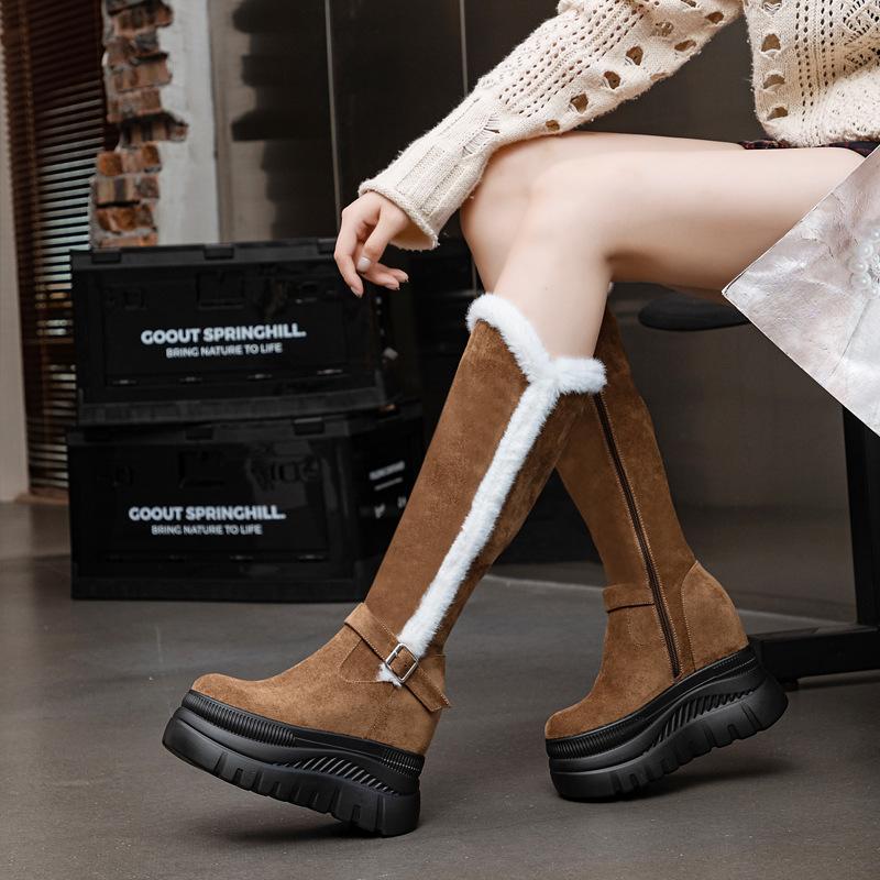 

Женские хлопковые сапоги с длинным голенищем на осень и зиму 2025, новые, на очень высоком каблуке на толстой подошве, высокие, теплые, трендовые, однотонные 39