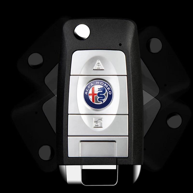 BQVLT1 2pcs11mm 14mm 15mm ForAlfa Romeo 159 147 156 Giulietta GT Aluminium Car Key Emblem StickersMito Brera Giulia F1 Stelvio Volante