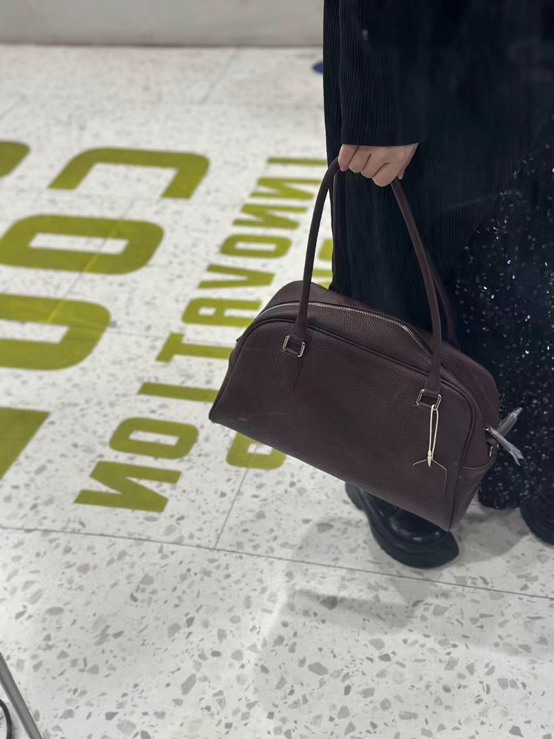 

Сумка-тоут из кожи Row+niche с кожаным слоем для боулинга в винтажном стиле Boston Style Luxury 2025 года, сумка на одно плечо через подмышку 37x13x24cm