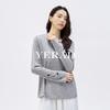 YERAD Women's Relaxed Fit Beaded Lyocell Wool Long-Sleeve T-Shirt