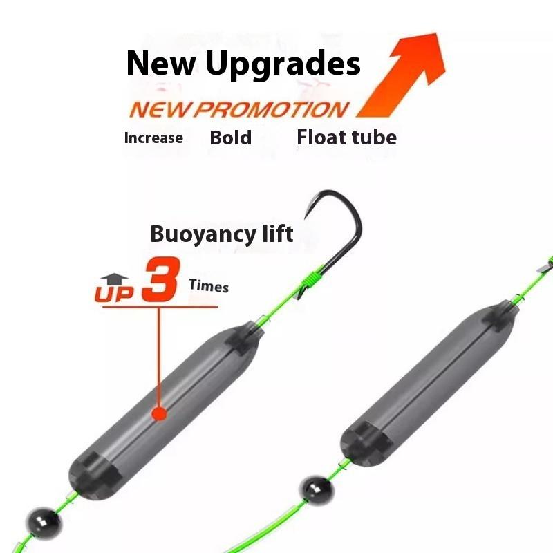 50Pcs 3 Size Fishing Hair Rigs Hook Floating Suspension Ready-To-Use Carp Fishing Hook Buoyancy Tube Plastic Anti Bottom