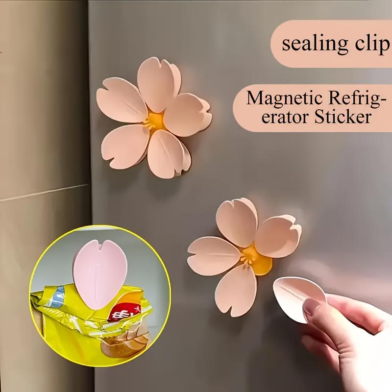 1/2 Cherry Blossom Magnetic Refrigerator Magnets, 5 Petal Sealing Clips, Magnetic Refrigerator Stickers, Snack Clips, Floral Decorations