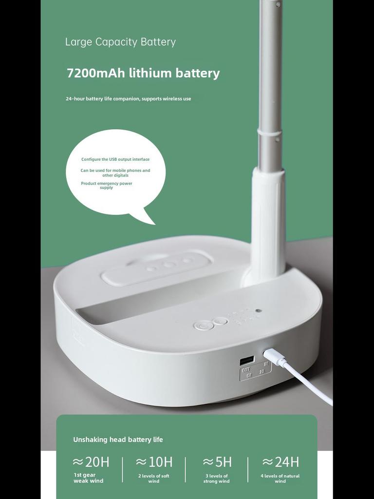 M1Y hordozható teleszkópos összecsukható ventilátor távirányítóval, USB töltéssel, csendes működéssel, fejrázással és időzítő funkcióval.