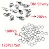 120 stk/sett hummerlås splittringer for armbånd halskjede kjeder DIY smykkelaging funn forsyninger