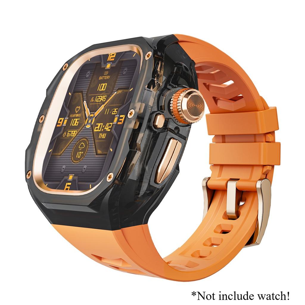 Luxury Modification Kit For Apple Watch Ultra 3 49mm Sport Rubber Strap For iWatch Series Ultra 2 1 49mm Glacier Case Refit Kit
