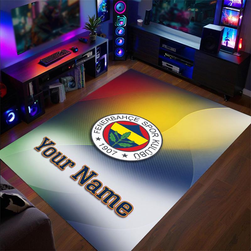 Crystal Velvet Rug Fenerbahçe FC Print Custom Name Text Floor Mat Home Decor