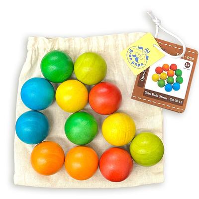 Grandpapa Wooden Balls, 12 Pieces, 35mm Diameter, 15g Each, 6 Colors, 2 Pieces Each, with Original Cotton Storage Bag, for DIY/crafts, Wooden Balls