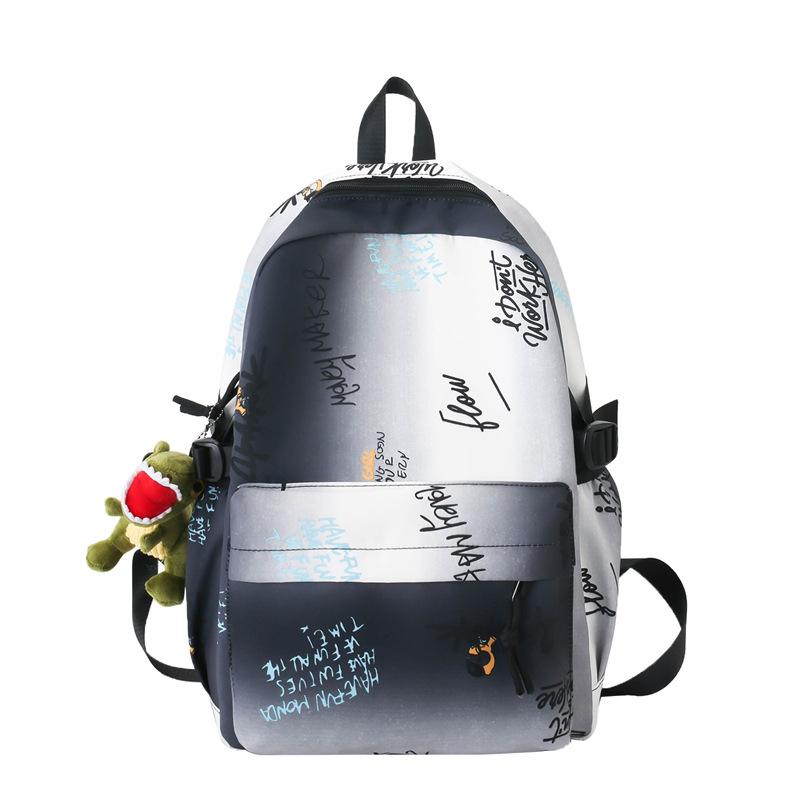 

New backpack male and female college students gradual change color smudge casual large capacity couple campus bag білий