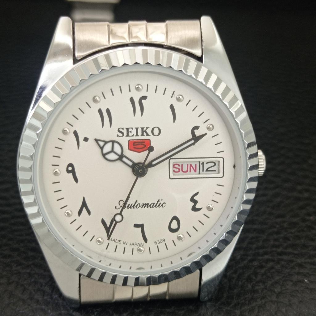 JAPAN VINTAGE REFURBISHED SEIKO 5 AUTOMATIC 6309A MENS WHITE WATCH A442496-1