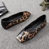 Leopard Print Slip-on Square Toe Shoes for Women Cheap Liquidation Low Price Korean Style Stylish Popular Elegant 39 Woman Flats