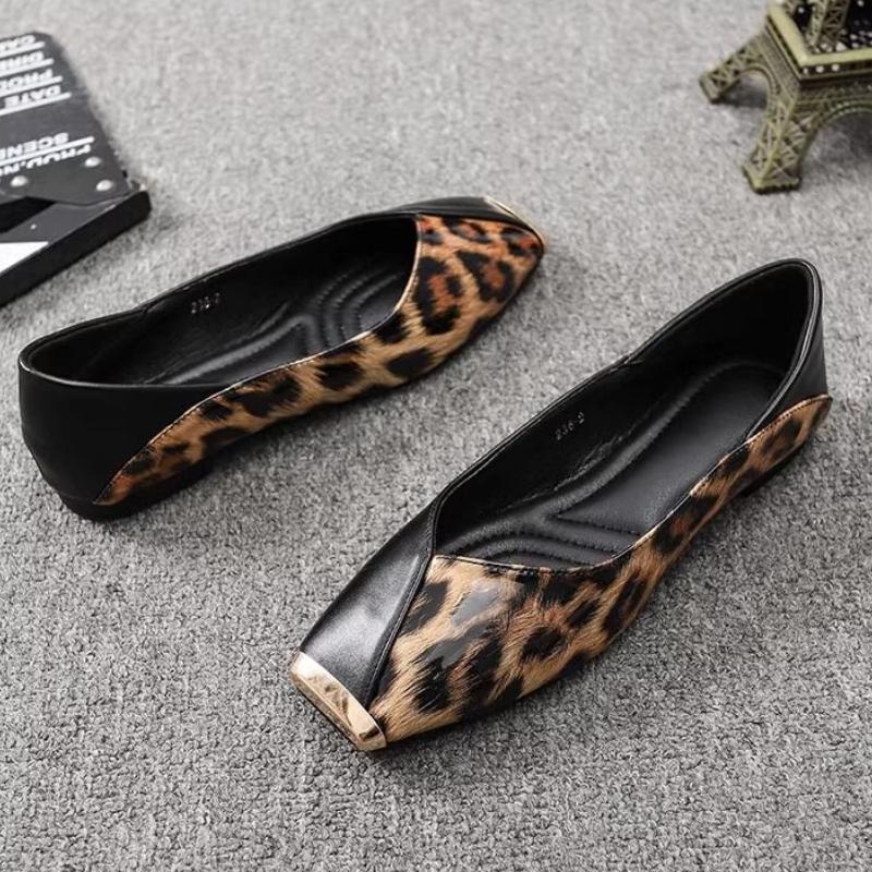 Leopard Print Slip-on Square Toe Shoes for Women Cheap Liquidation Low Price Korean Style Stylish Popular Elegant 39 Woman Flats