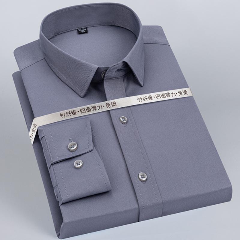New pure white spring and autumn formal long sleeved men's shirt for business, leisure, fashion, slim fitting, and non ironing