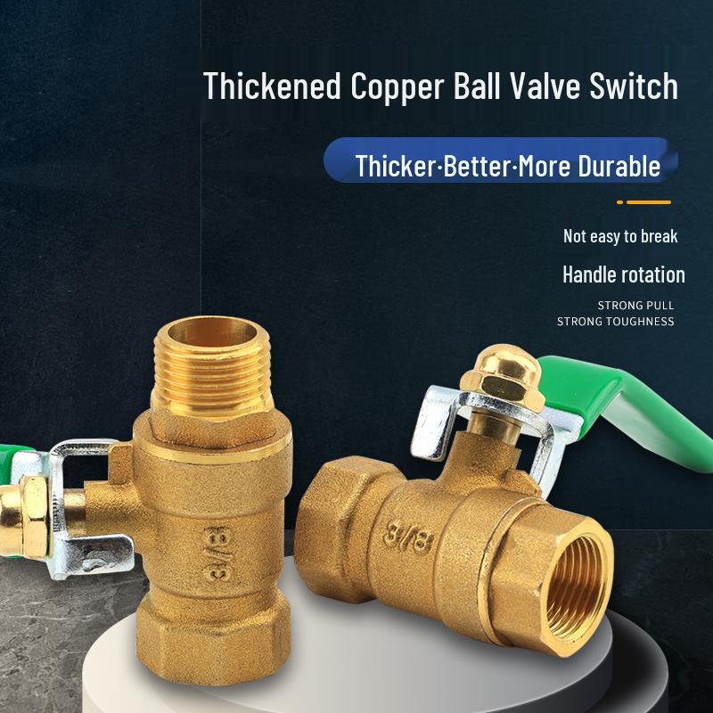 Thickened Copper Ball Valve 1/4" 3/8" 1/2" Double Male Thread, Pagoda Pneumatic Air Pump Bleed Valve