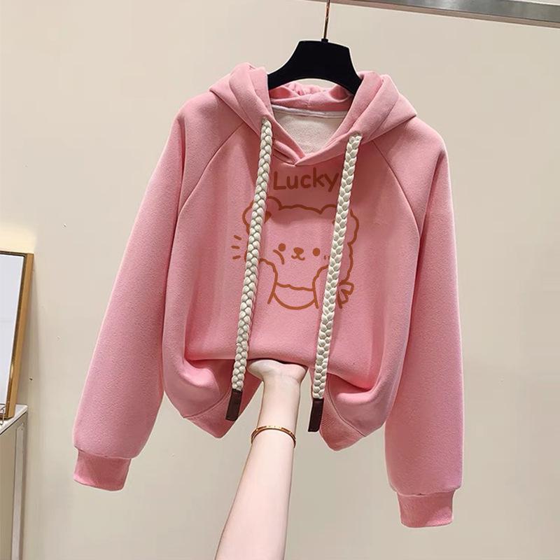 Women's Fleece-Lined Hooded Sweatshirt - New 2024 Petite Winter Dopamine Style